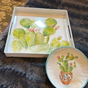 Acrylic serving tray and plates Cynthia Coulter